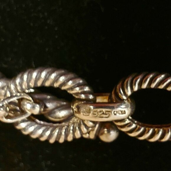 Vintage Sterling Silver 925 Marked Rope Chain Link Necklace With Toggle Closure - Picture 4 of 7